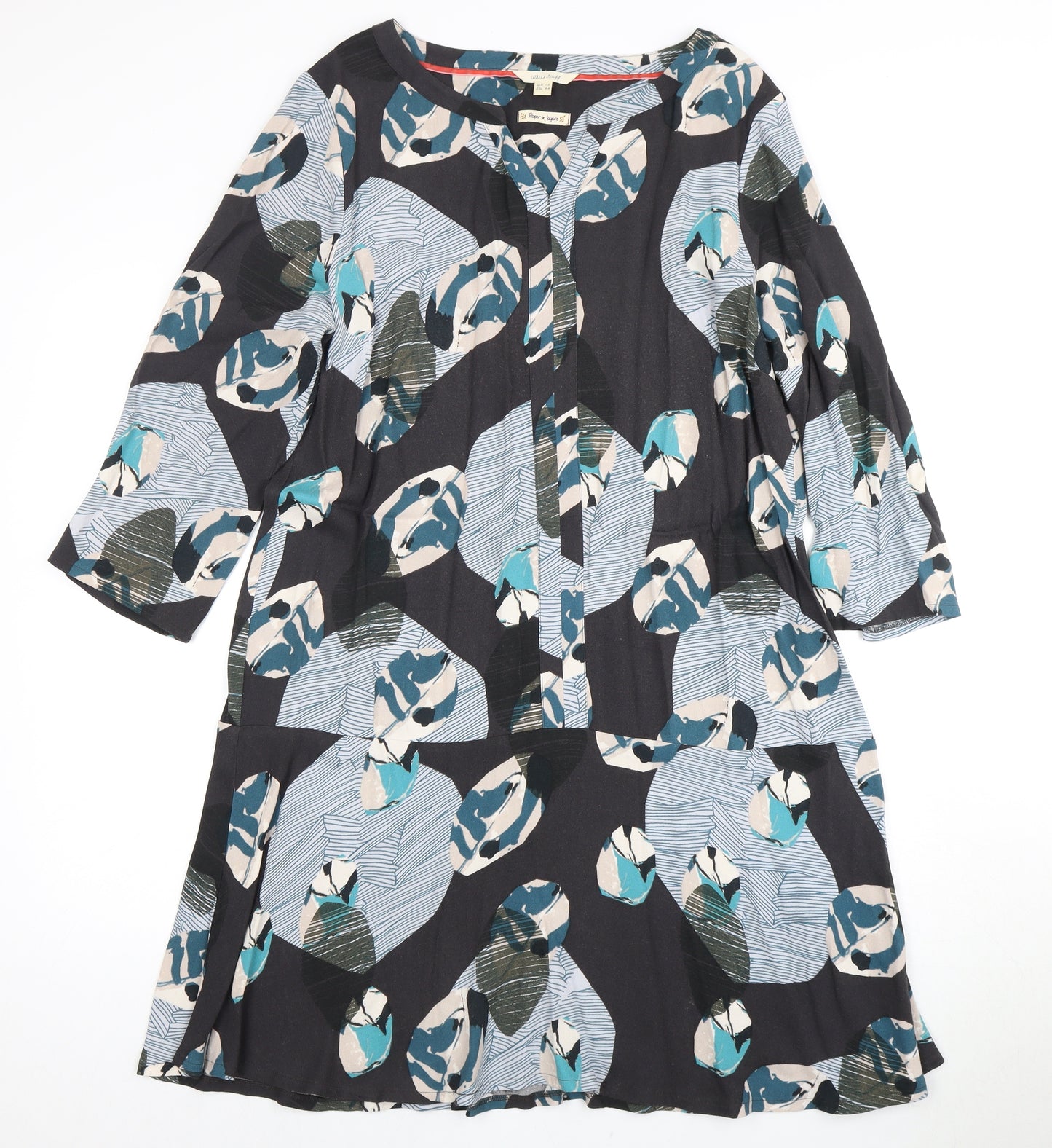 White Stuff Women's Multicolour Dress, UK 16, 3/4 Sleeve