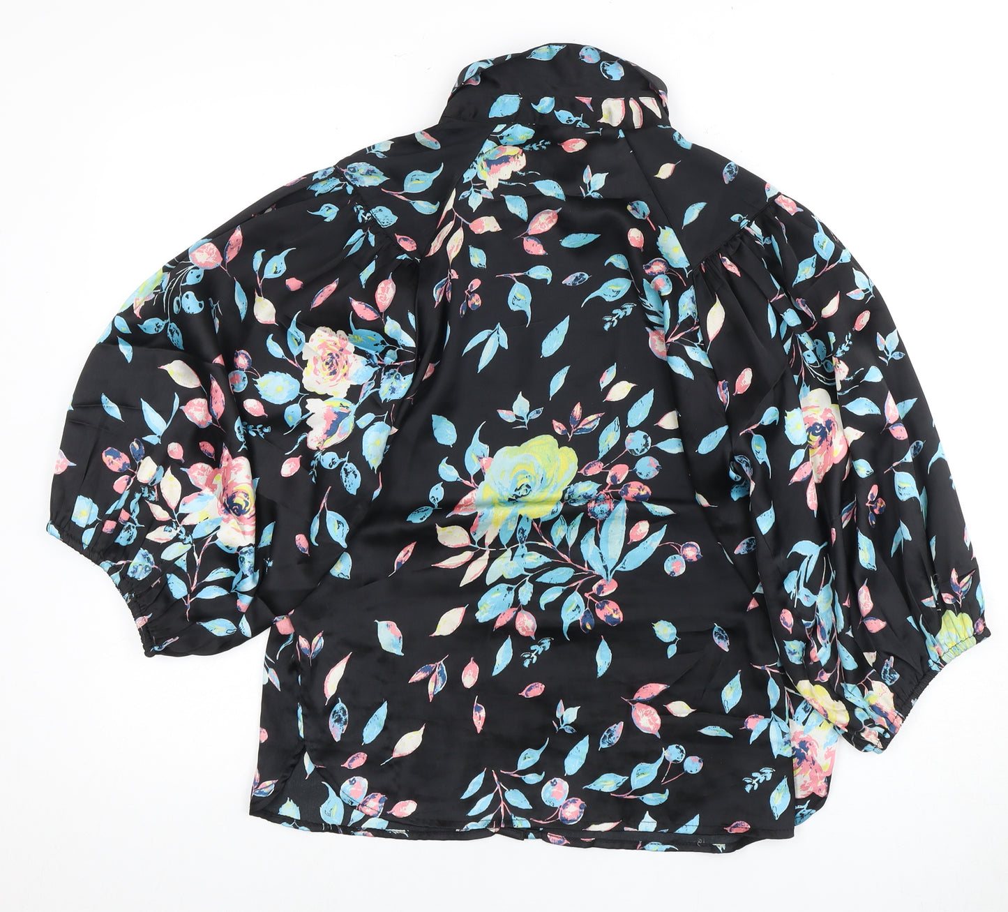 Jacqueline de Yong Floral Blouse, Size 10, Women, Black, Casual