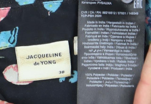 Jacqueline de Yong Floral Blouse, Size 10, Women, Black, Casual