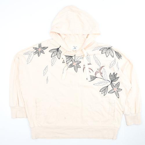 Night Owl Women's Beige Floral Pullover Hoodie L