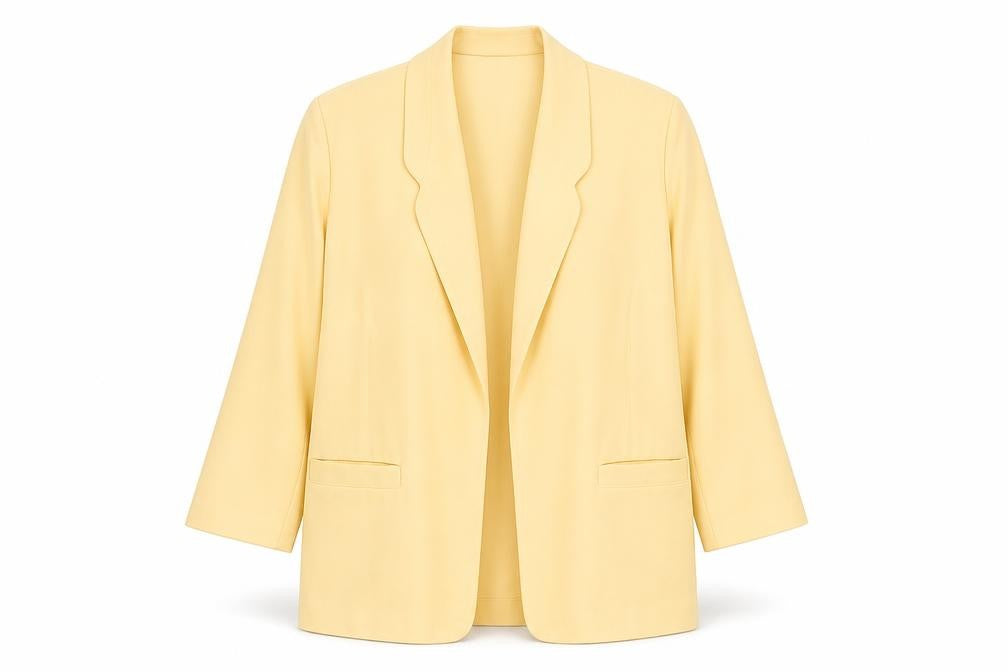 Front view of Jacques Vert Yellow Blazer Women, size 12