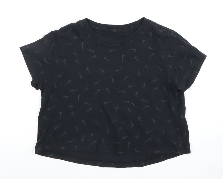 Nike Girls Black M T-Shirt with Logo