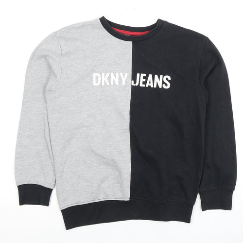 DKNY Boys Black Grey Logo Pullover Sweater Size 12