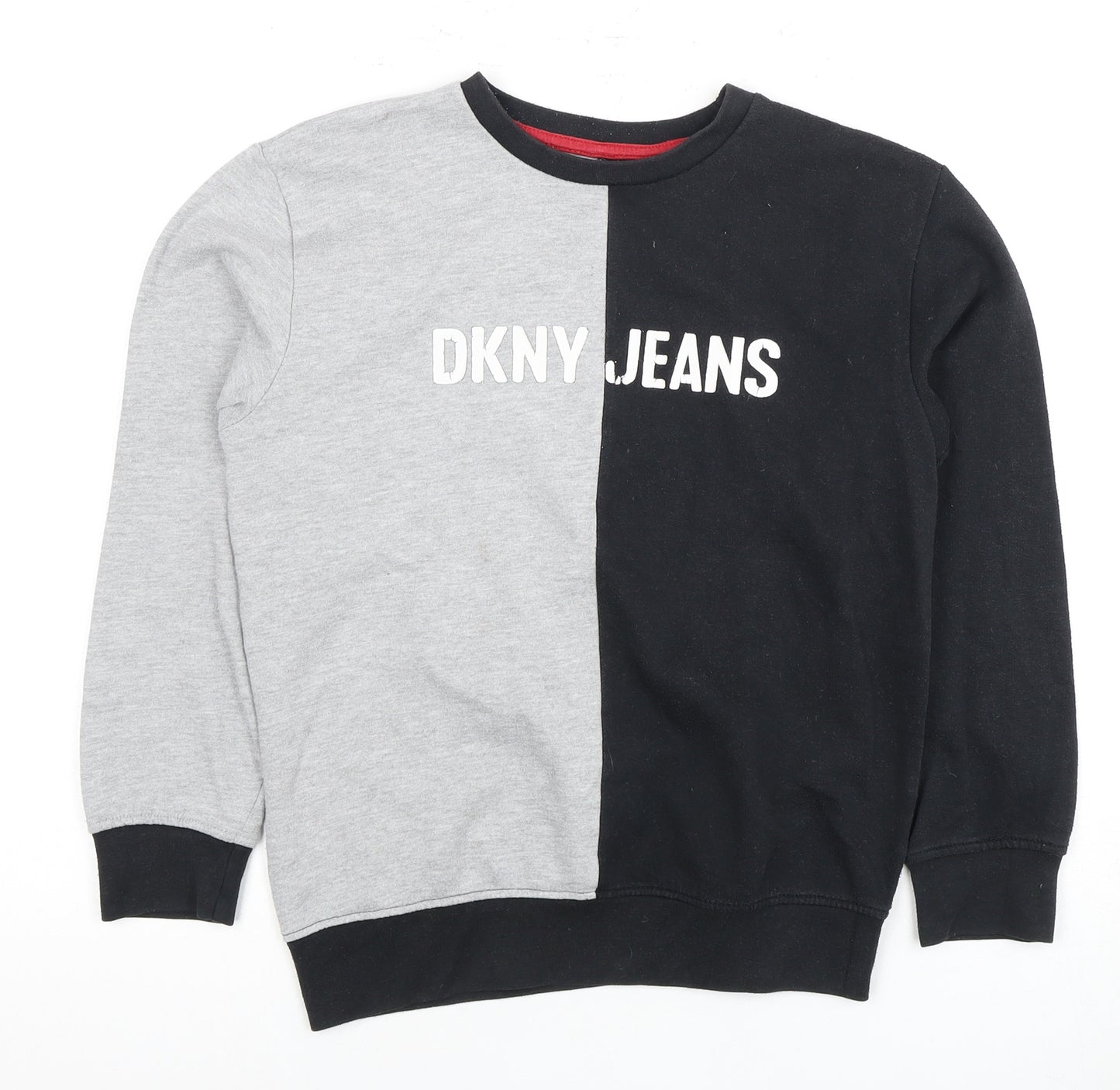 DKNY Boys Black Grey Logo Pullover Sweater Size 12