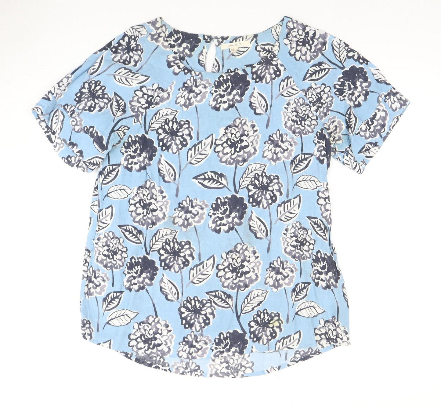 Warehouse Blue Floral Blouse Women Size 12 Viscose