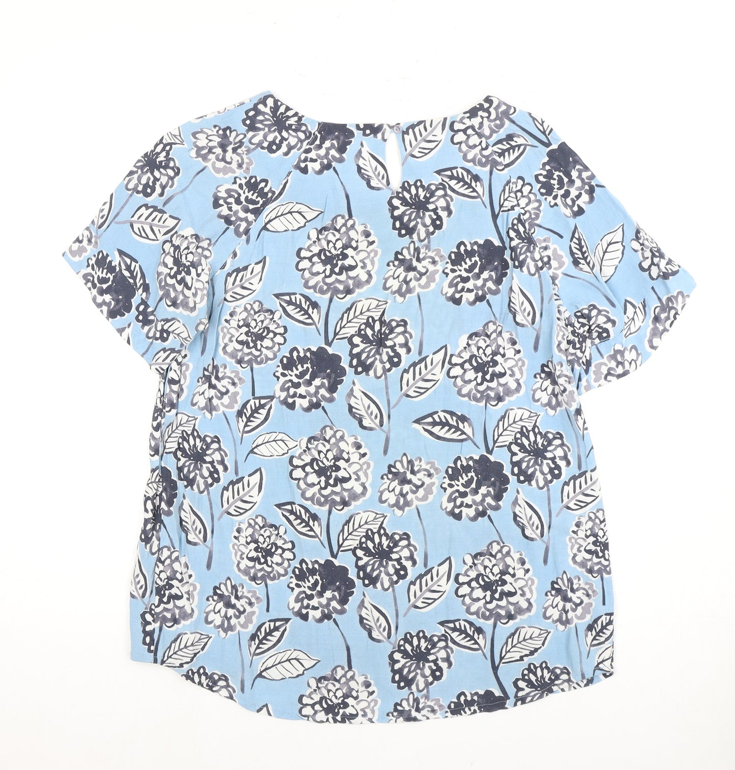 Warehouse Blue Floral Blouse Women Size 12 Viscose