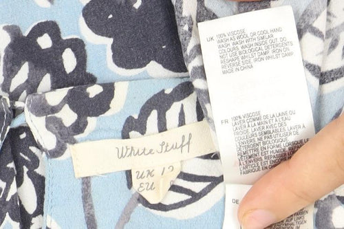 Warehouse Blue Floral Blouse Women Size 12 Viscose