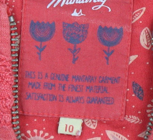 Mantaray Women's Red Full Zip Hoodie Size 10