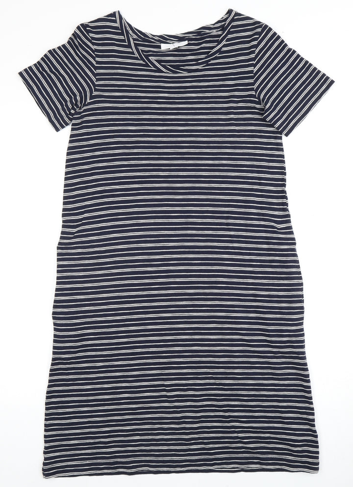 The White Company Women's Blue Striped T-Shirt Dress Size 8