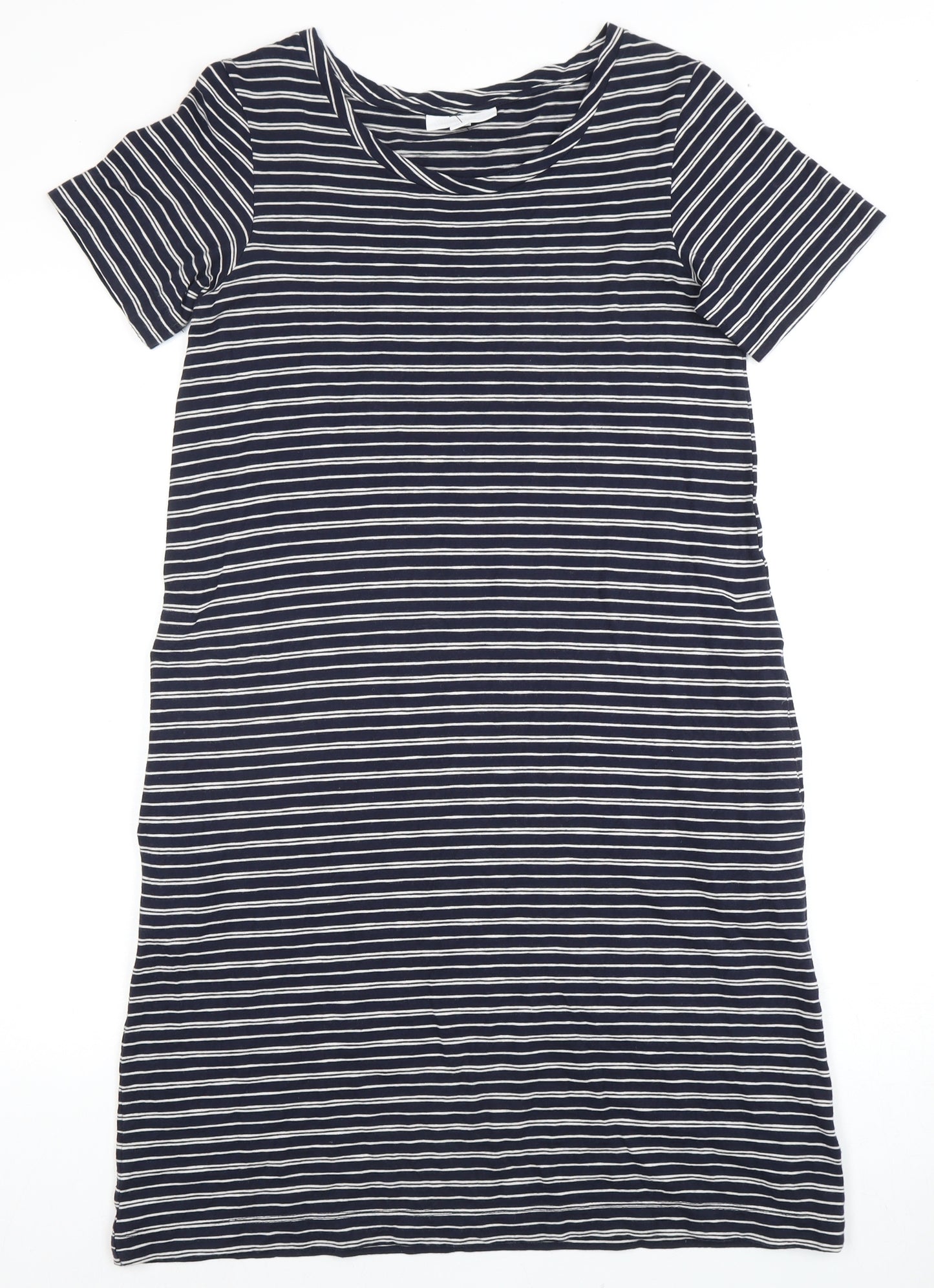 The White Company Women's Blue Striped T-Shirt Dress Size 8