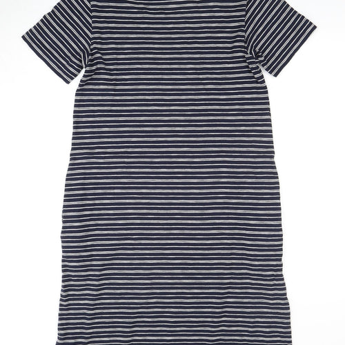 The White Company Women's Blue Striped T-Shirt Dress Size 8