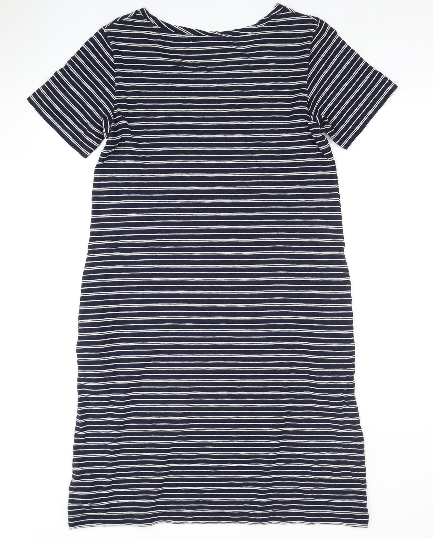 The White Company Women's Blue Striped T-Shirt Dress Size 8