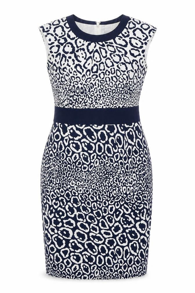 Front view of Jaeger Women's Multicoloured Animal Print Dress, size 14