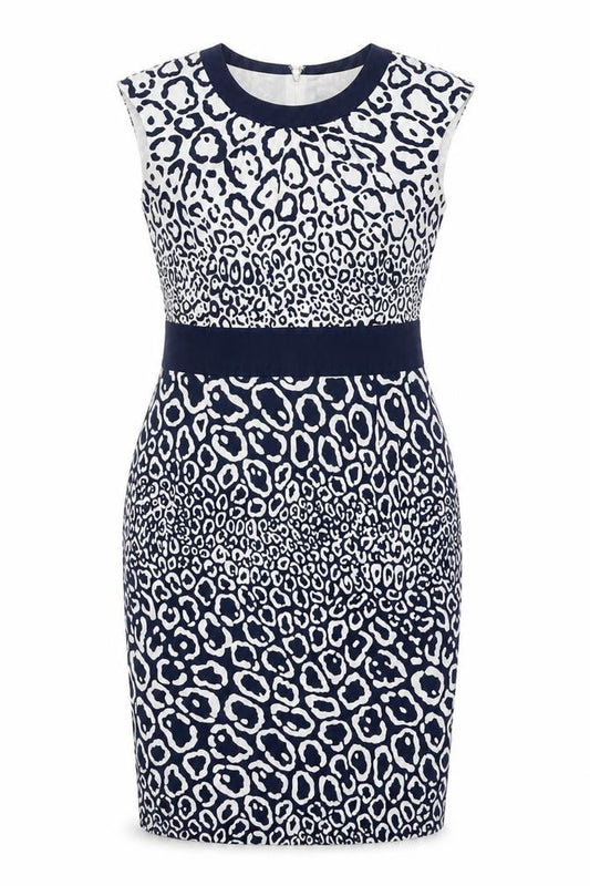 Front view of Jaeger Women's Multicoloured Animal Print Dress, size 14