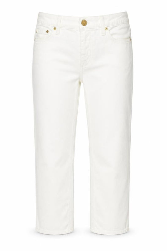 Front view of J.Crew Women's White Cropped Jeans UK 4