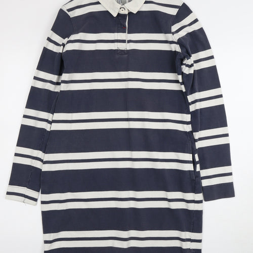 Weird Fish Women's Blue Striped Shirt Dress - Size 12