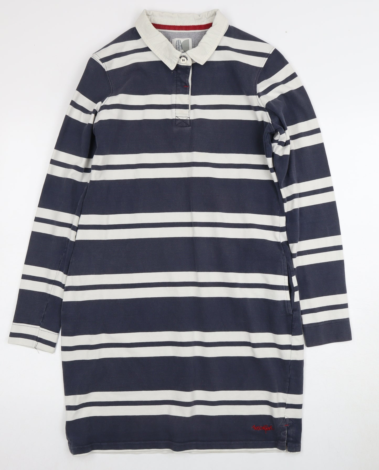 Weird Fish Women's Blue Striped Shirt Dress - Size 12