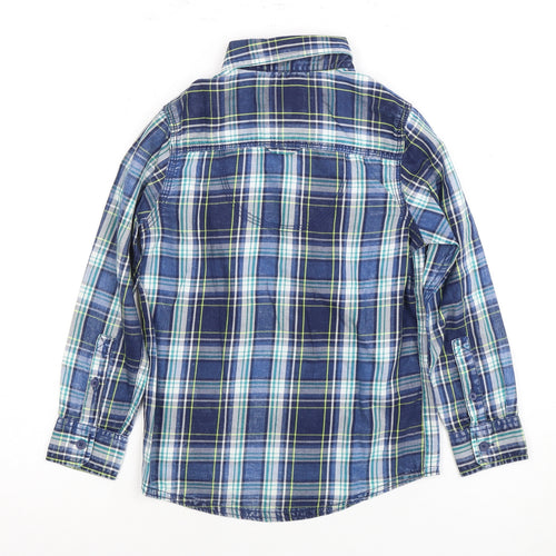 Mantaray Boys Blue Plaid Button-Up Shirt - 7 Years