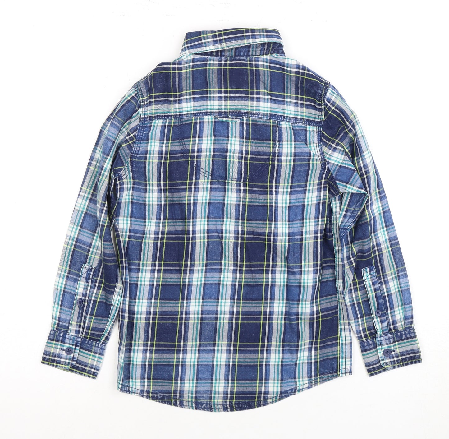 Mantaray Boys Blue Plaid Button-Up Shirt - 7 Years