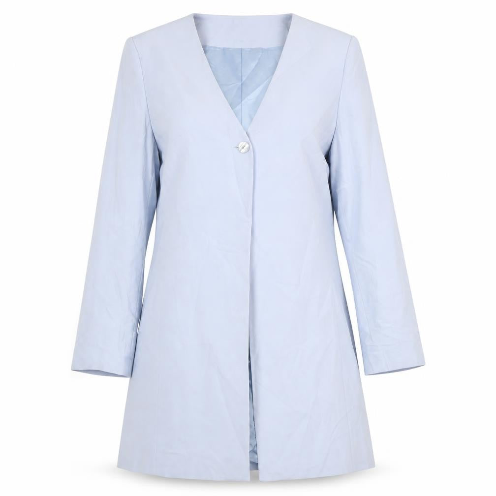 Front view of Alexon Women's Blue Silk Blazer UK 14