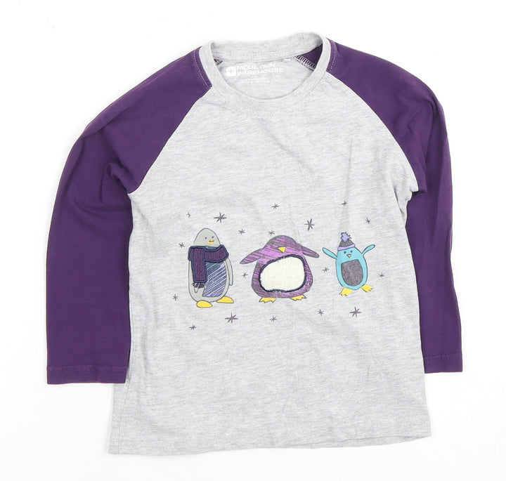Mountain Warehouse Girls Grey T-Shirt 5-6 Years Long Sleeve