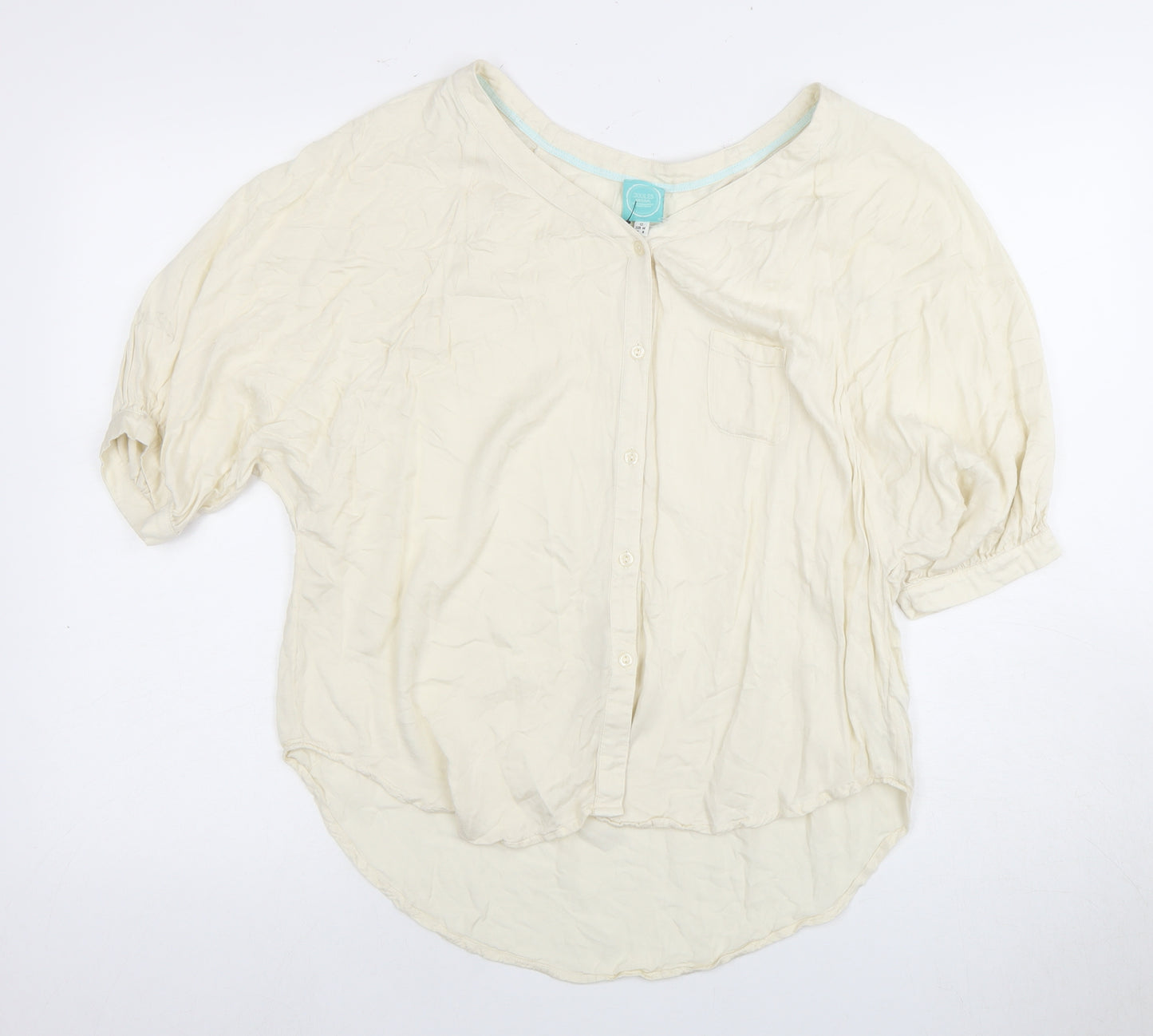 Joules Women's Ivory Blouse, Size 12, 3/4 Sleeve