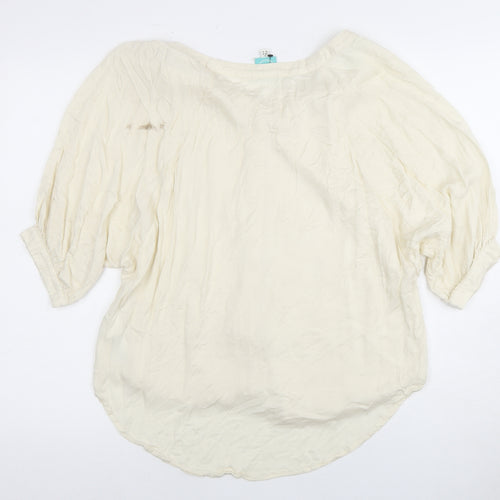 Joules Women's Ivory Blouse, Size 12, 3/4 Sleeve