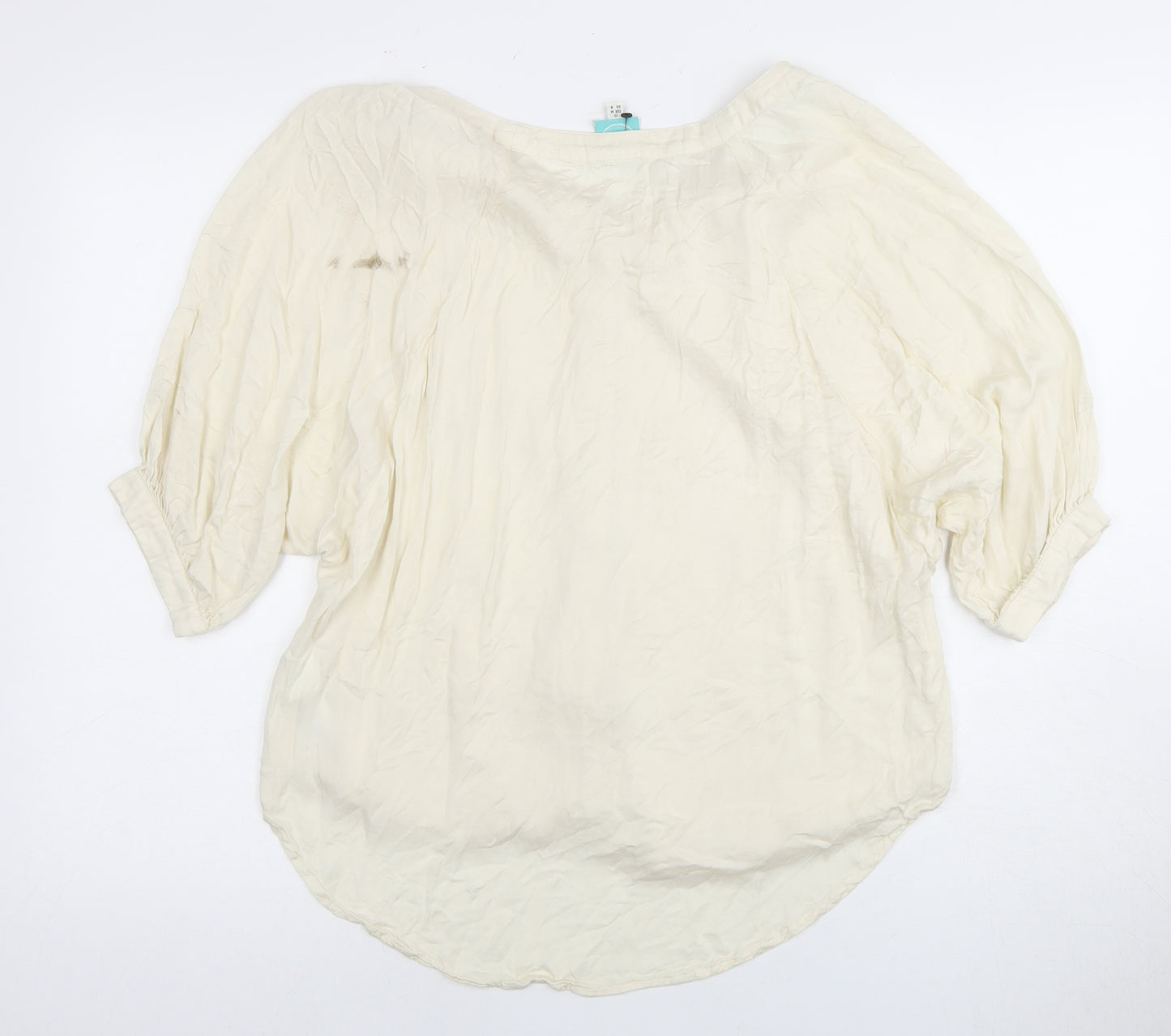 Joules Women's Ivory Blouse, Size 12, 3/4 Sleeve