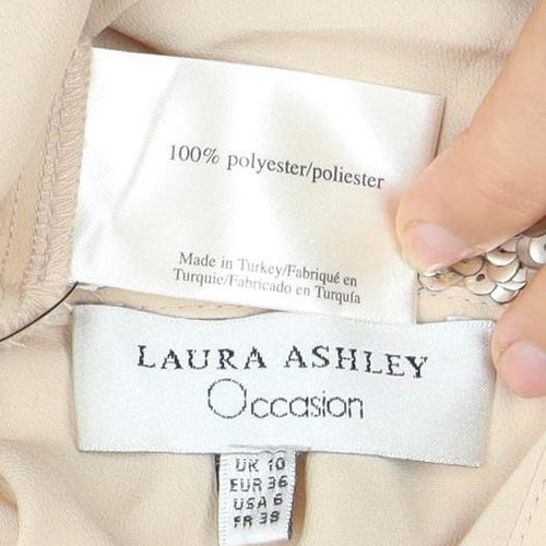 Laura Ashley Women's Beige Sequin Collar Blouse Size 10