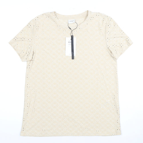 Jacqueline de Yong Women's Beige T-Shirt, S, Casual Style
