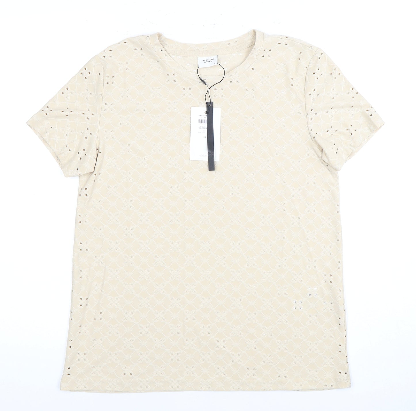 Jacqueline de Yong Women's Beige T-Shirt, S, Casual Style