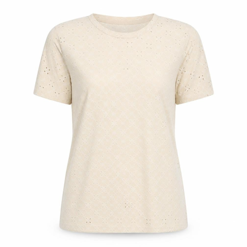 Jacqueline de Yong Women's Beige T-Shirt, S, Casual Style