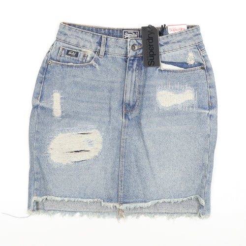 Superdry Women's Blue Denim Mini Skirt - Size 8