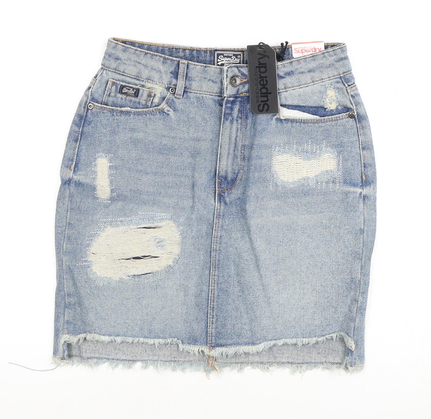 Superdry Women's Blue Denim Mini Skirt - Size 8