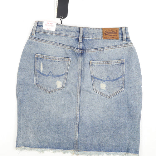 Superdry Women's Blue Denim Mini Skirt - Size 8