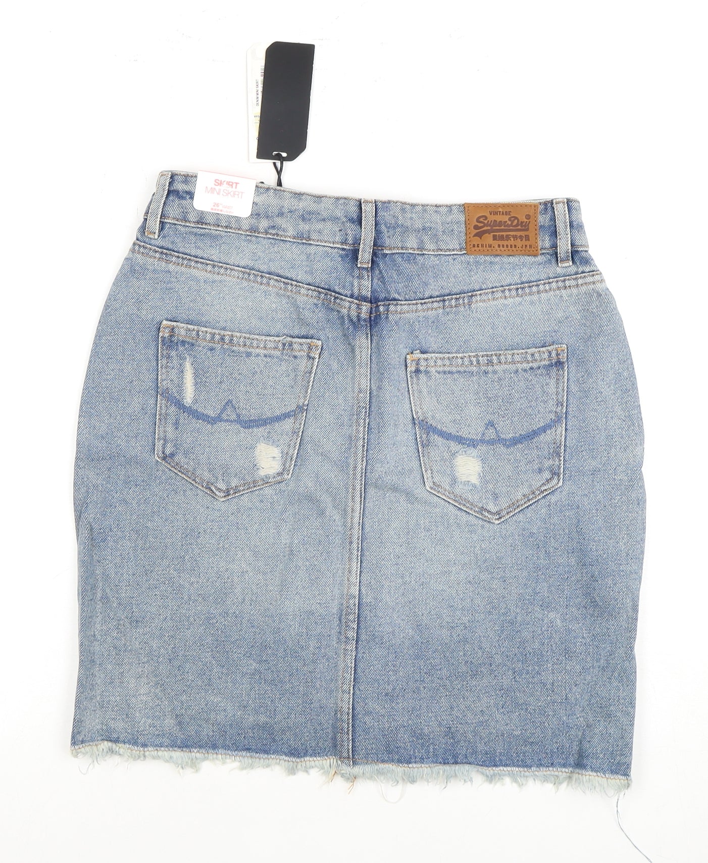 Superdry Women's Blue Denim Mini Skirt - Size 8