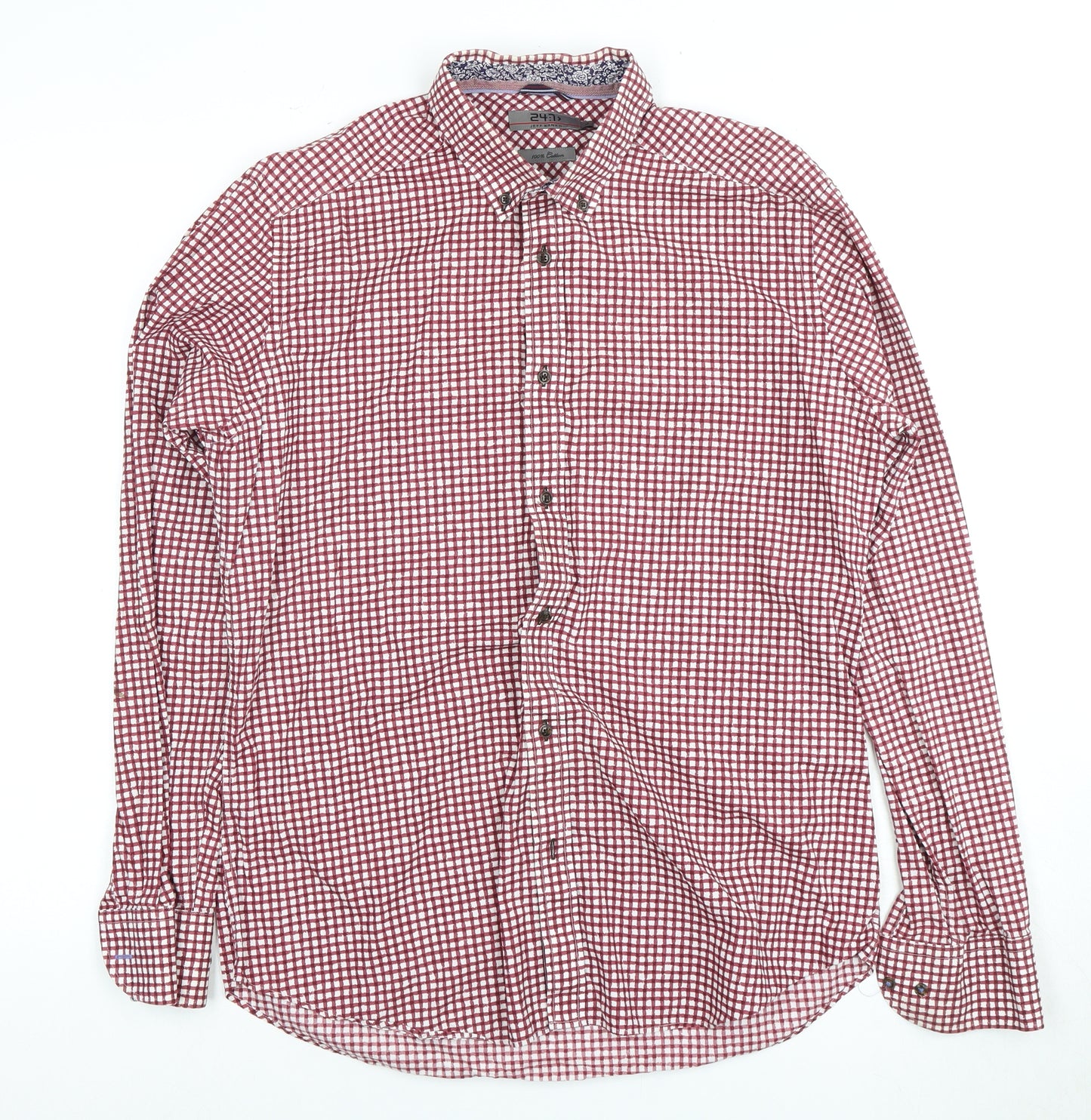 Jeff Banks Men's Red Check Medium Casual Dress Shirt