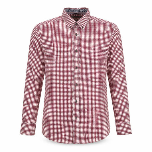 Front view of Jeff Banks Men's Red Check Medium Casual Dress Shirt