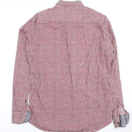 Jeff Banks Men's Red Check Medium Casual Dress Shirt
