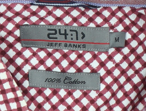 Jeff Banks Men's Red Check Medium Casual Dress Shirt