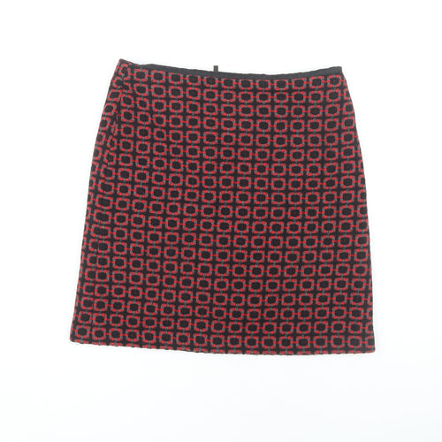 Marks and Spencer Women's Red Geometric Pencil Skirt, Size 8