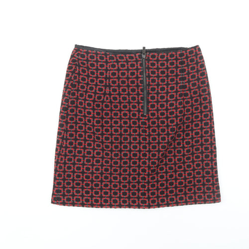 Marks and Spencer Women's Red Geometric Pencil Skirt, Size 8