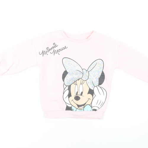 Disney Girls Pink Minnie Mouse Graphic Sweatshirt 2-3 Years