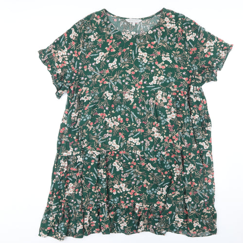 Apricot Women's Green Floral Dress Size 16 Short Sleeve