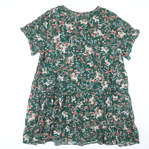 Apricot Women's Green Floral Dress Size 16 Short Sleeve