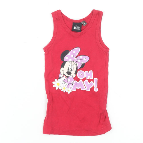 Disney Girls Red Minnie Mouse Tank 18-24 Months