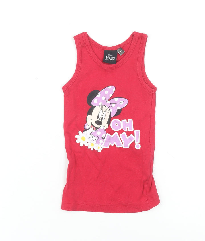 Disney Girls Red Minnie Mouse Tank 18-24 Months
