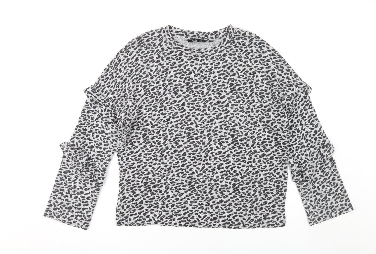 Dorothy Perkins Women's Grey Animal Print Long Sleeve Top