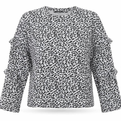 Dorothy Perkins Women's Grey Animal Print Long Sleeve Top