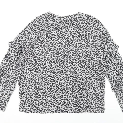 Dorothy Perkins Women's Grey Animal Print Long Sleeve Top